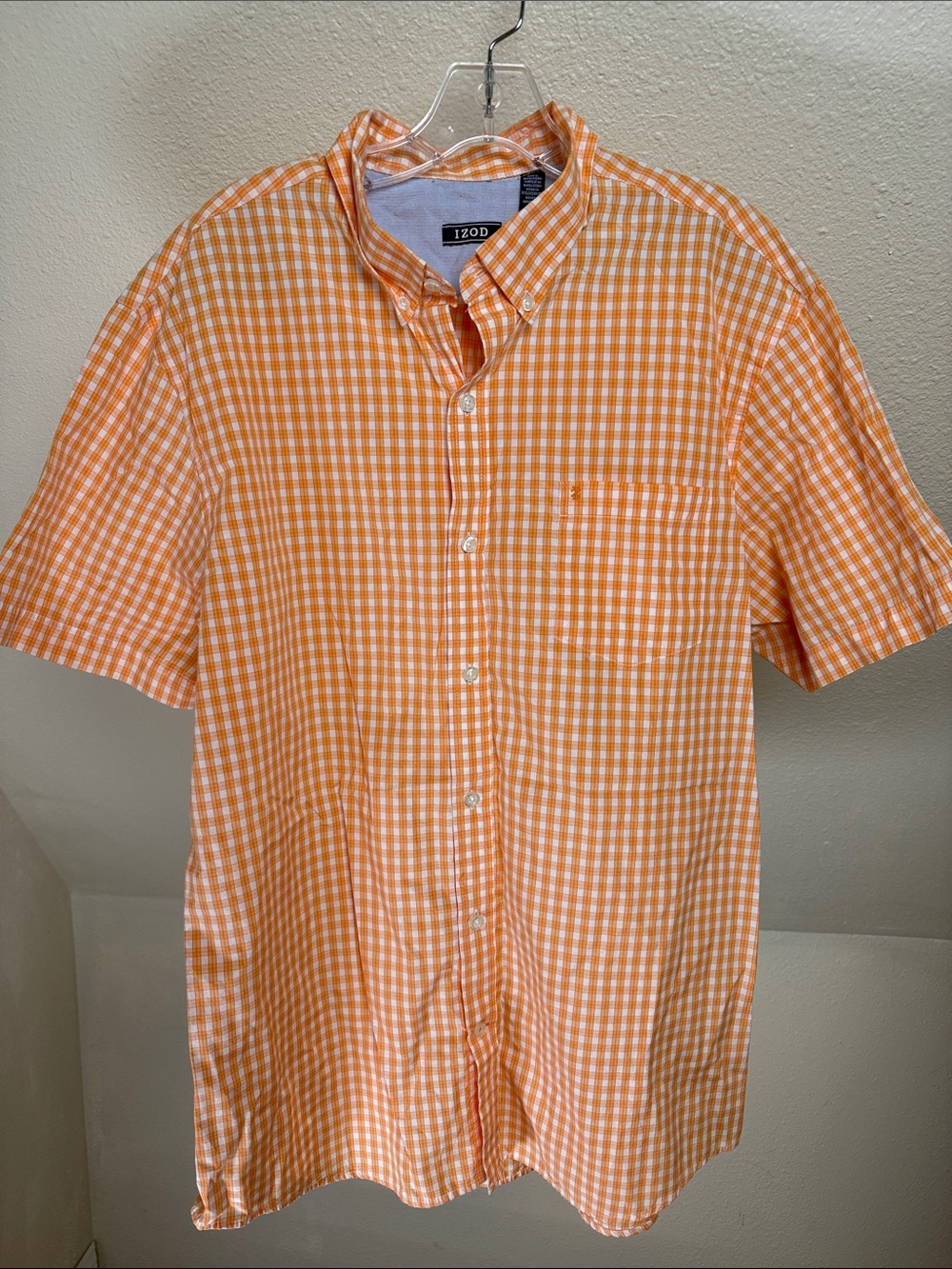IZOD Checked Short SLeeve Dress Shirt, Size XL
